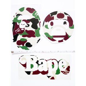 LOT 3 Pc BATHING APE BAPE Logo Green Camouflage Die Cut Vinyl Sticker/Decal